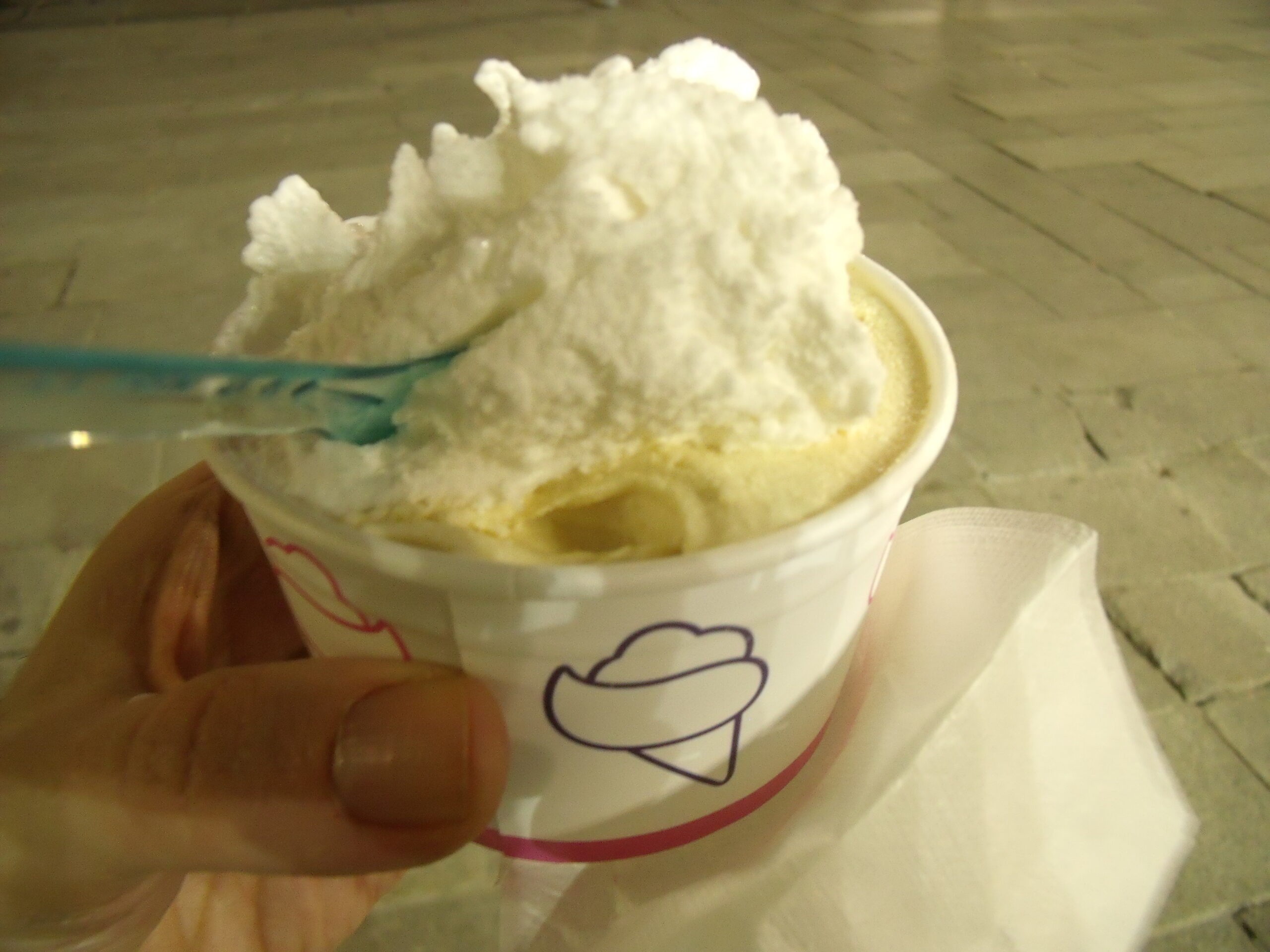 Cup of Italian gelato with two scoops